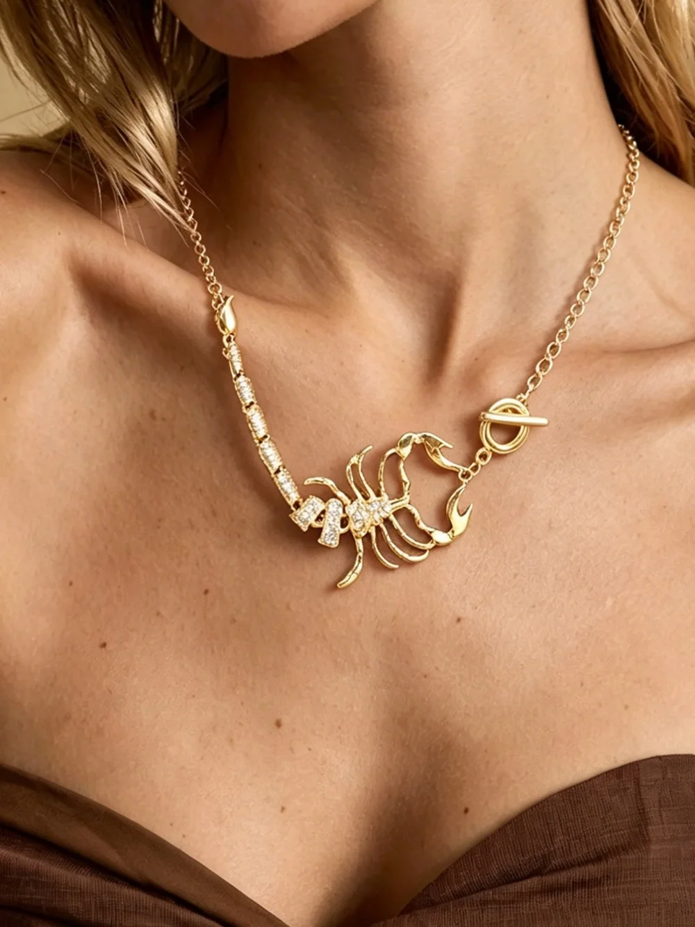 Anthropologie Gold Scorpion Pendant Necklace